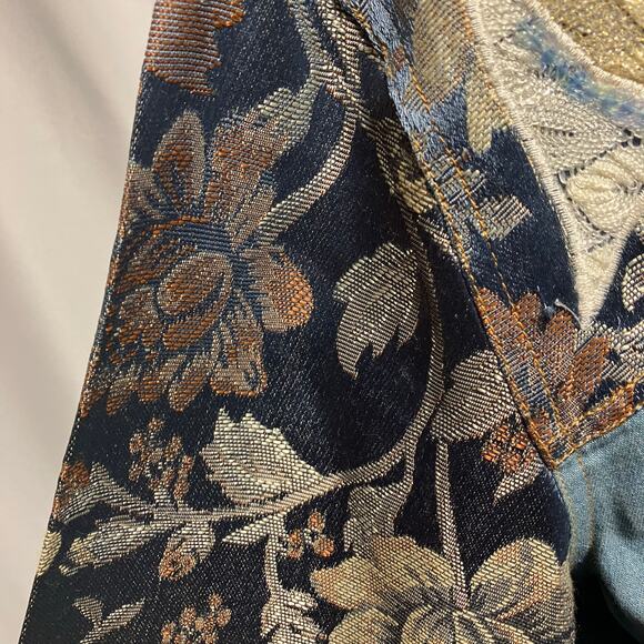 Indigo Moon Womens Medium Jean Tribal Dressy Jacket Embroidery Boho Artsy Spring - Picture 11 of 15